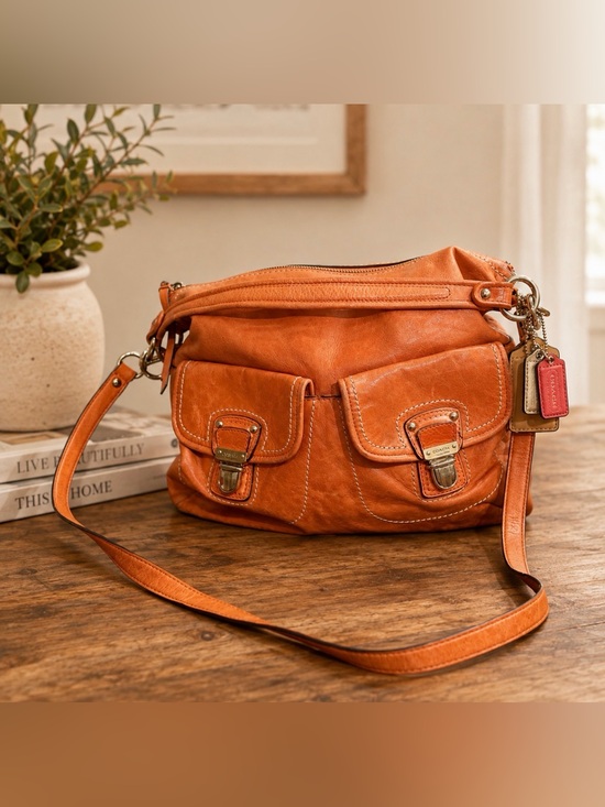Coach Handbags - Coach poppy tangerine Orange Leather Crossbody / shoulder Bag 19788